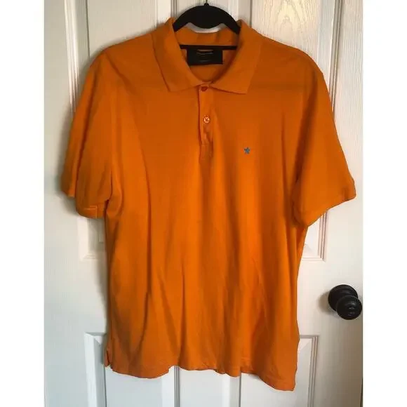 Jared Lang Neon Orange Men's Size Large 100% Pima Cotton Polo Shirt Short Sleeve - Picture 2 of 8